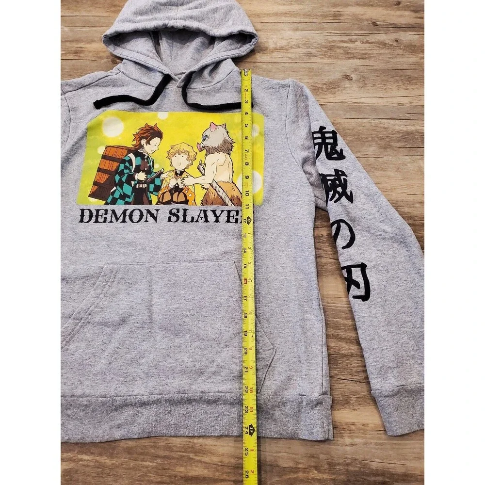 Demon Slayer Drawstring Hoodie Gray Trio Line Sz Small Japamese Anime Manga